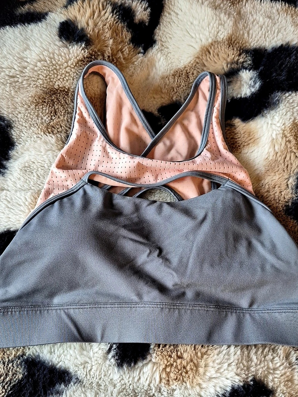 Fabletics Mesh Sports Bra Size M Gray & Pink